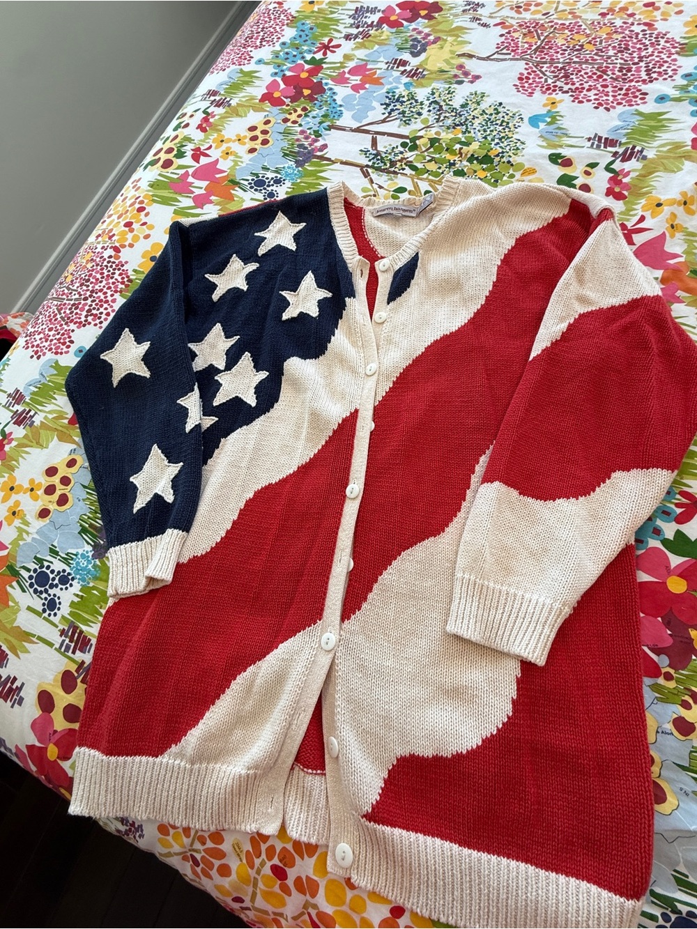 Lauren Hansen American Flag Oversized Cardigan Sweater M 🇺🇸